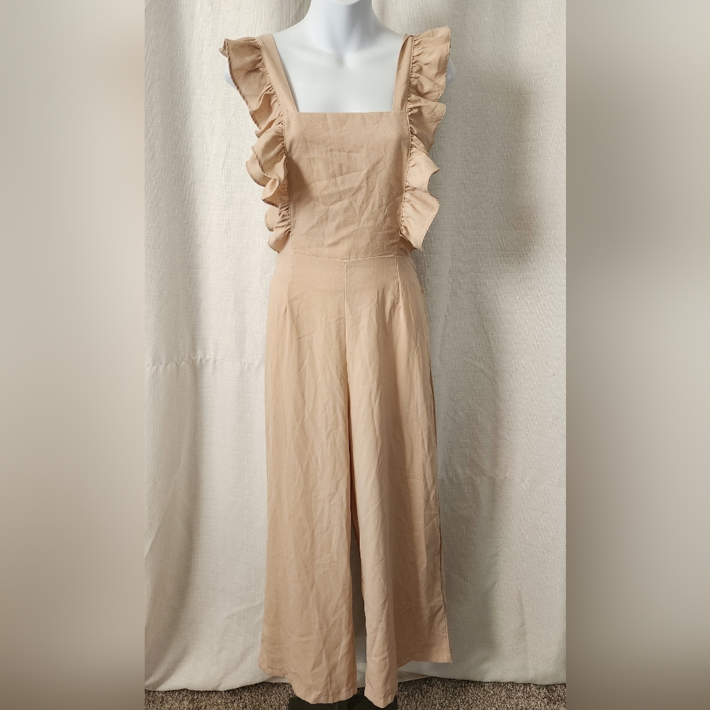 Tan Ruffle Jumpsuit